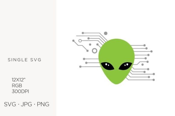 Alien Head with Circuit Board Design