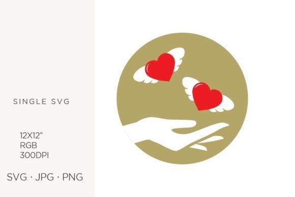 Female Hand and Winged Hearts SVG Art