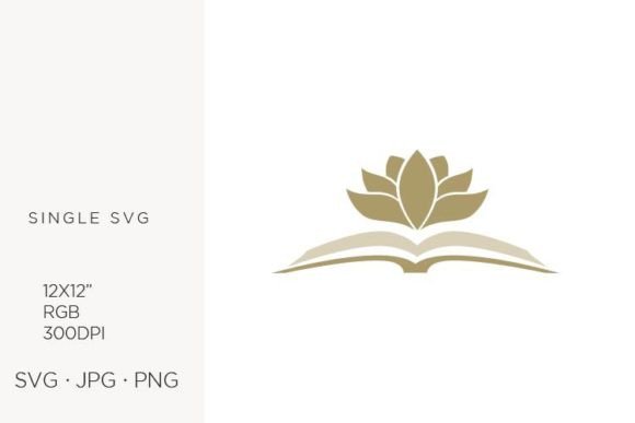 Gold Open Book & Lotus Flower Digital Art