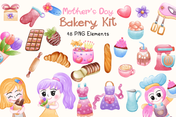 Maximizing Your Designs with the 48 Mother Day Bakery Kit Clipart Collection