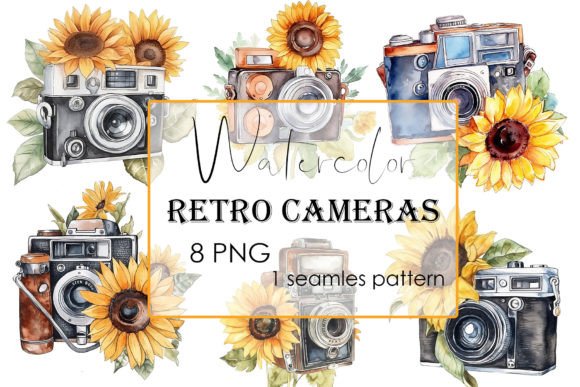 Retro Watercolor Camera Clipart for Creative Design