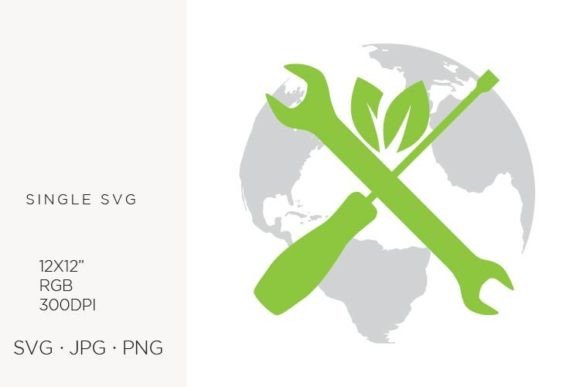 Screwdriver, Wrench & Planet Earth SVG Icon