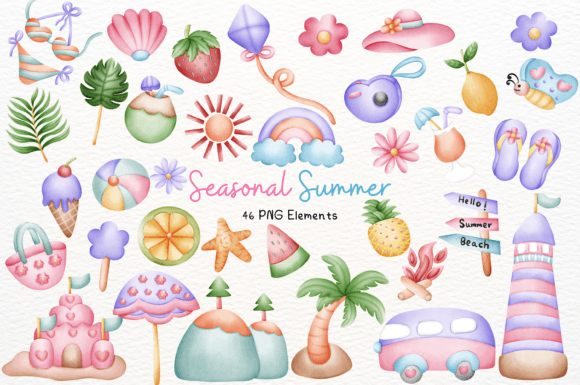 Summer 46 Cliparts: Design Essentials