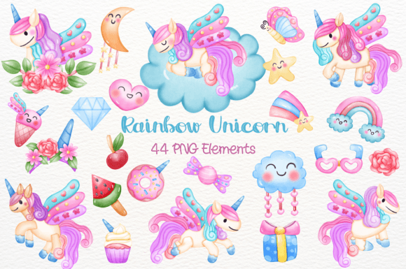 Unlocking Creative Potential with the Rainbow Unicorn 44 Clipart Collection