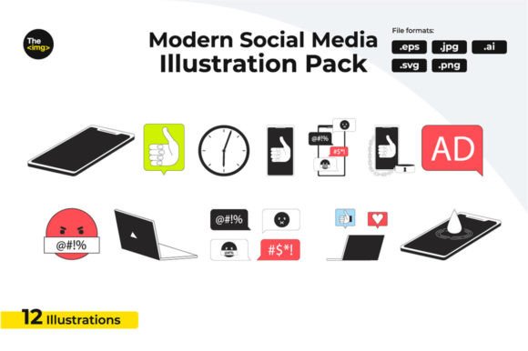 Visualizing the Digital Age: Enhancing Technology and Social Media Content with Vector Graphics